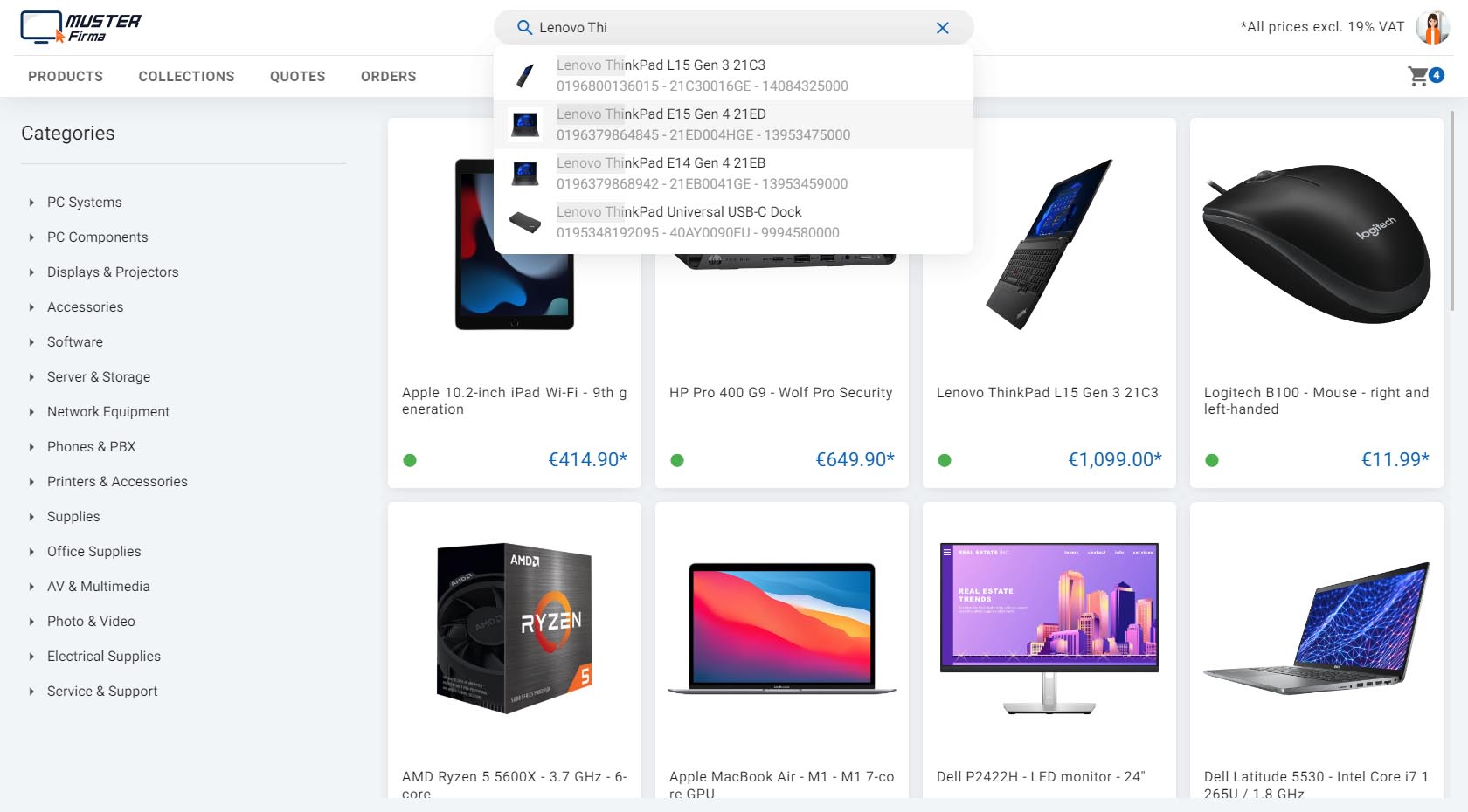 Screenshot of ITscope B2B Suite Shop